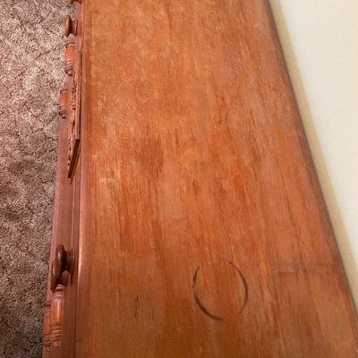 B11: Colonial Inspired Wood Carved Low Dresser