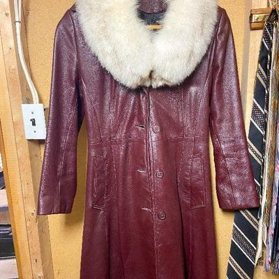 BC8: Leather Coat With Fur Collar