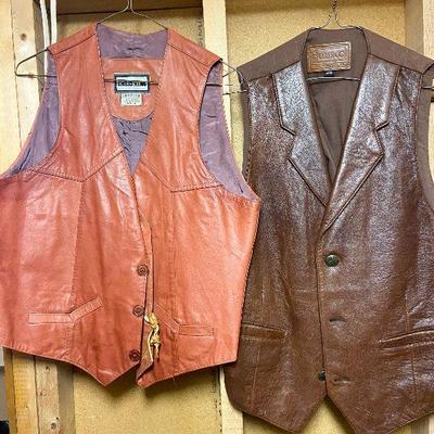 BC12: Pair Of Mens Leather Vest Size M/L
