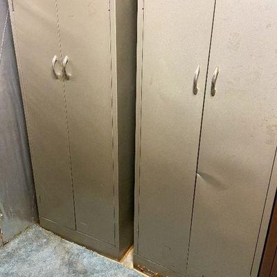 BC28:Pair Of Two Tan Metal Lockers