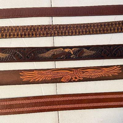 M82: Lot Of Brown Leather Belts