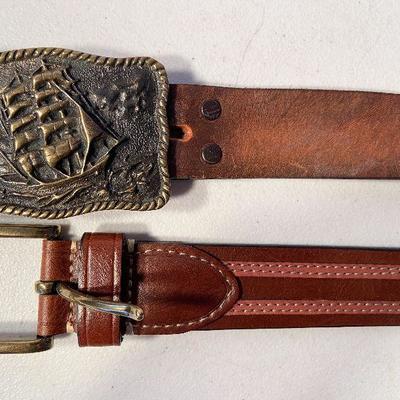 M82: Lot Of Brown Leather Belts