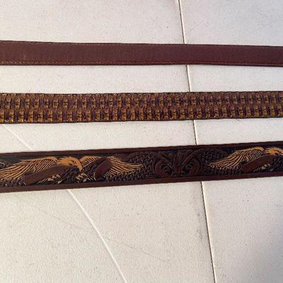 M82: Lot Of Brown Leather Belts