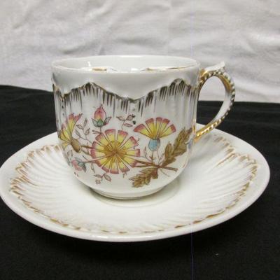 5-116 Tea Cups with Mustache protector and saucers  