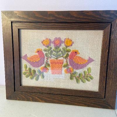 M71: Vintage Needlepoint Partridges Wall Art