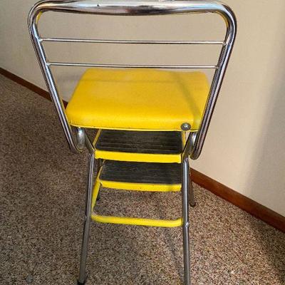 K101: Vintage Cosco Yellow Kitchen Stool/ Step Ladder