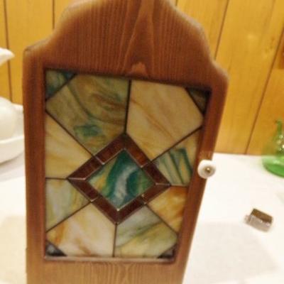 H-42  STAINED GLASS WALL CABINET