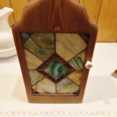 H-42  STAINED GLASS WALL CABINET
