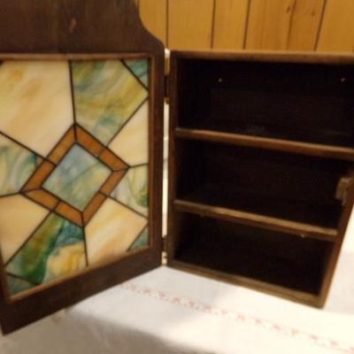 H-42  STAINED GLASS WALL CABINET