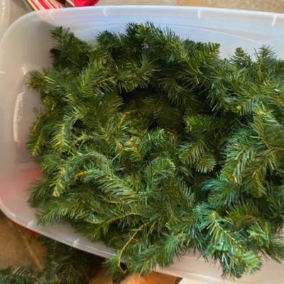 593: Lot of Christmas Decor and Trees, Wreaths, Garland 