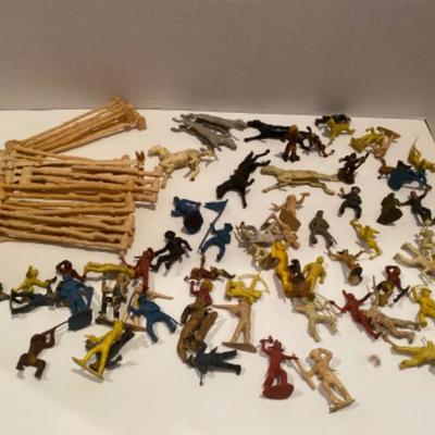 606: Lot of Antique Cowboy and Indian Toys 