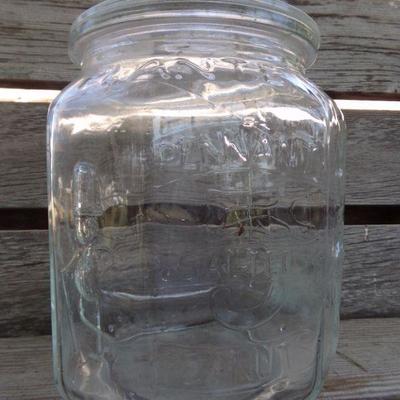LOT 108  LARGE GLASS "PLANTERS PEANUTS" CONTAINER