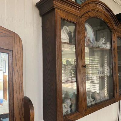 Large Oak Wall Hanging Display Curio Cabinet, 38