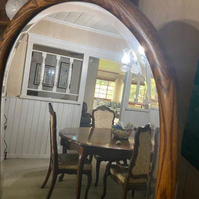 Vintage / Antique Floor Standing Full Size Oak Oval Swinging Mirror