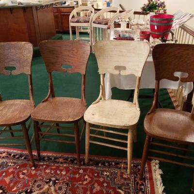 4 Antique  wood chairs