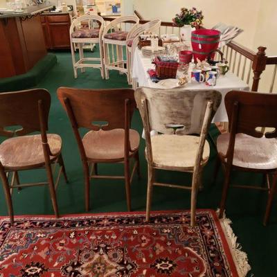 4 Antique  wood chairs