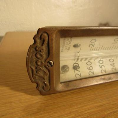 B-37  ANTIQUE THERMOMETERS & IRON WALL SCONCE