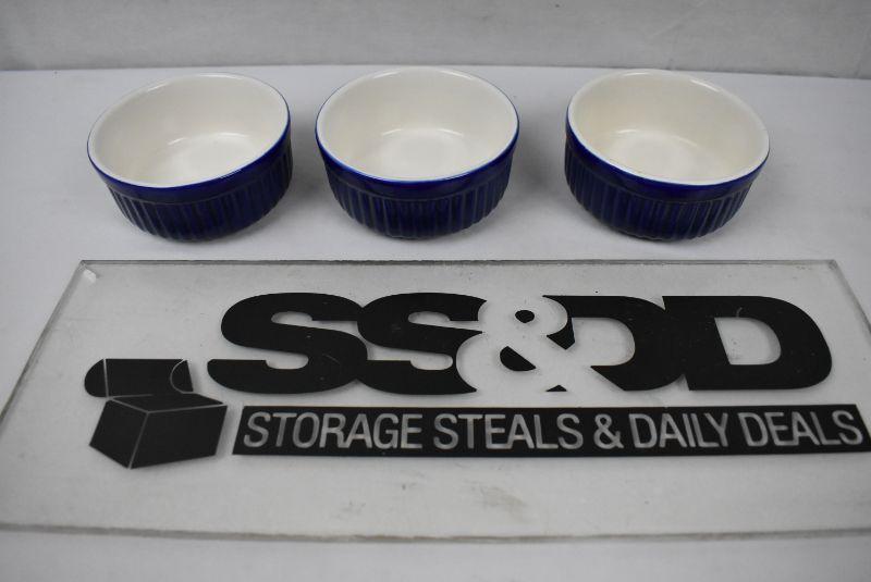 3 Blue & White Ramekins by Roshco