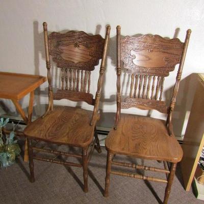 B-46  2 SOLID WOOD DINING CHAIRS  (B)
