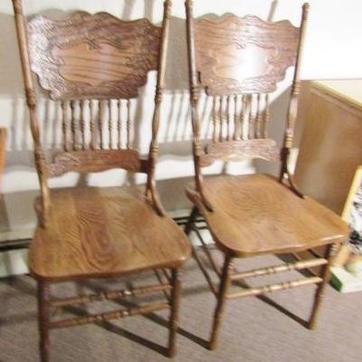 B-46  2 SOLID WOOD DINING CHAIRS  (B)