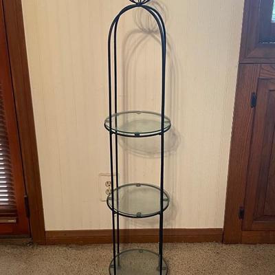 Round Metal & Glass Plant Stand