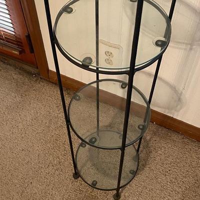 Round Metal & Glass Plant Stand