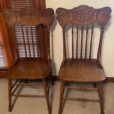 Pair of Oak Spindle Back Dining Chairs