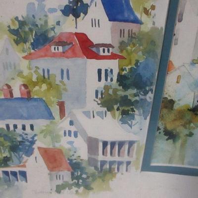 Lot 24 - Victoria Platt Ellis “Houses” Watercolor Framed and Matted Painting Signed 