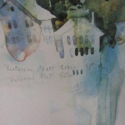 Lot 24 - Victoria Platt Ellis “Houses” Watercolor Framed and Matted Painting Signed 