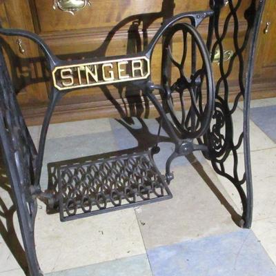 Lot 30 - Antique Singer Cast Iron Treadle Stand Table With Granite Top