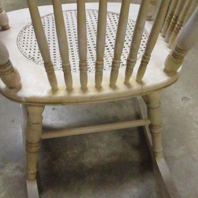 Lot 39 - Antique Rocking Chair with Pressed Back and Cane Seat