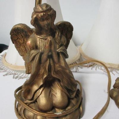 Lot 55 - Angel Lamps & Cherubs Candle Holders 