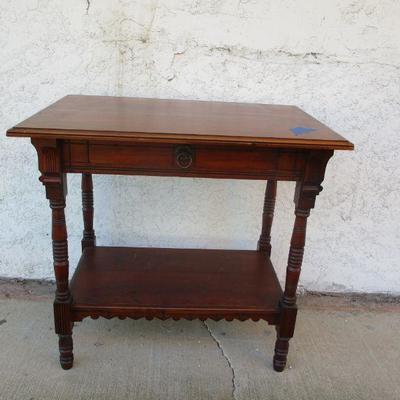 Lot 75 - Mahogany Solid Wood Side Table With Drawer