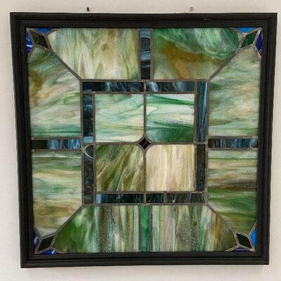 L13: Large Square Antique Stained Glass Pane - 1 of 3 Available