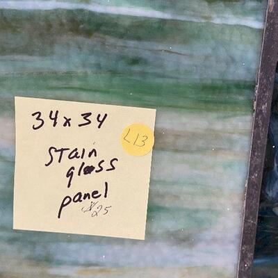 L13: Large Square Antique Stained Glass Pane - 1 of 3 Available