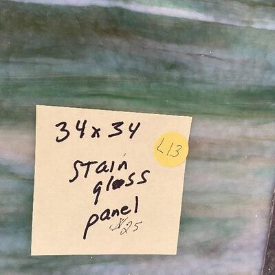 L13: Large Square Antique Stained Glass Pane - 1 of 3 Available