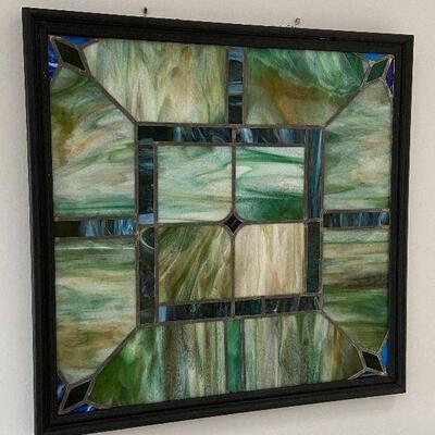 L13: Large Square Antique Stained Glass Pane - 1 of 3 Available