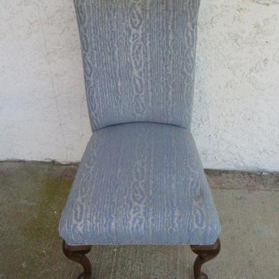 Lot 103 - Blue Upholstered Straight Back Queen Anne Style Parlor Chair 2 Of 2 