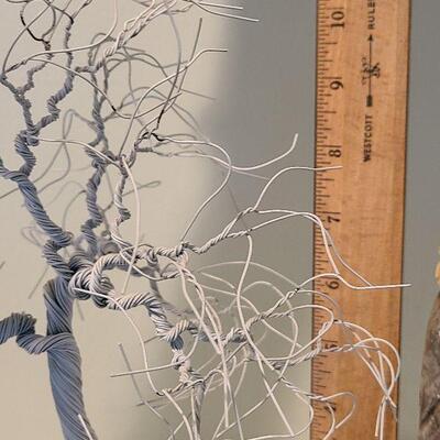 F1 Alabaster Owl Bookend & Sculpted Metal Tree On Quartz Base