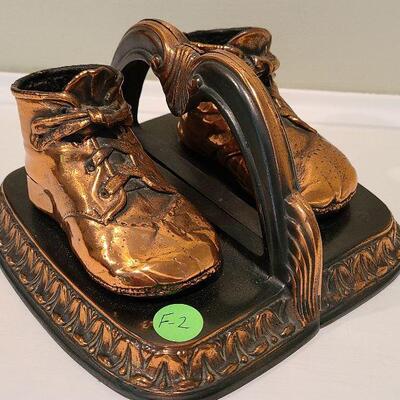 F2: Bronze Baby Shoe Bookends