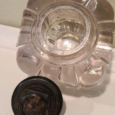 F3: Antique Cast Iron Inkwell Glass Ink Pot w Pen Holder Eastlake