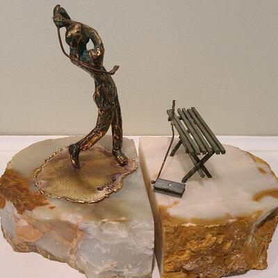 F4: Curtis Jere 1977 Gold Bookends on Marble