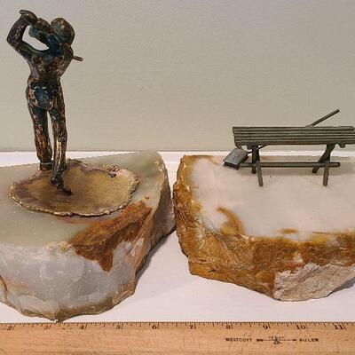 F4: Curtis Jere 1977 Gold Bookends on Marble
