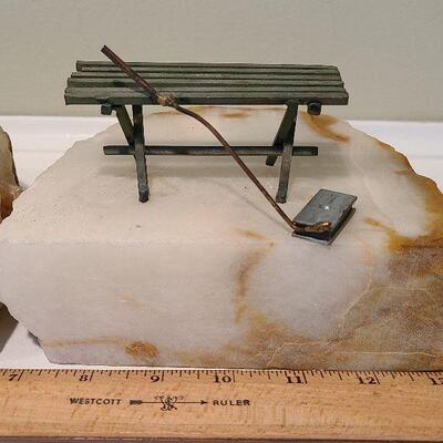 F4: Curtis Jere 1977 Gold Bookends on Marble