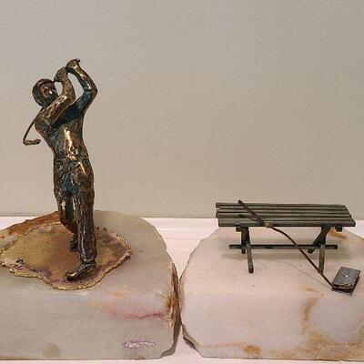 F4: Curtis Jere 1977 Gold Bookends on Marble