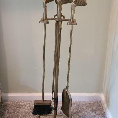 F5: Brass Golf Fireplace Irons