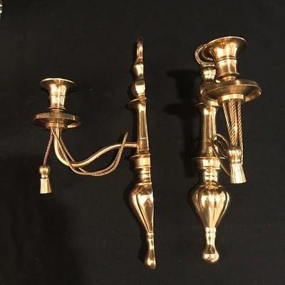Lot 4 - Gold Dipped Rose & Brass Candle Holders