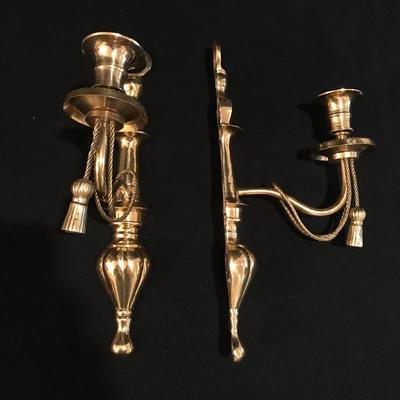 Lot 4 - Gold Dipped Rose & Brass Candle Holders