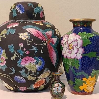F7: Asian Style Brass and Porcelain Jars