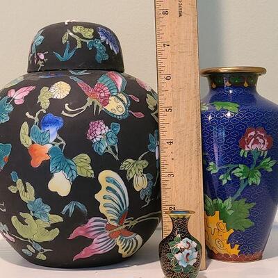 F7: Asian Style Brass and Porcelain Jars